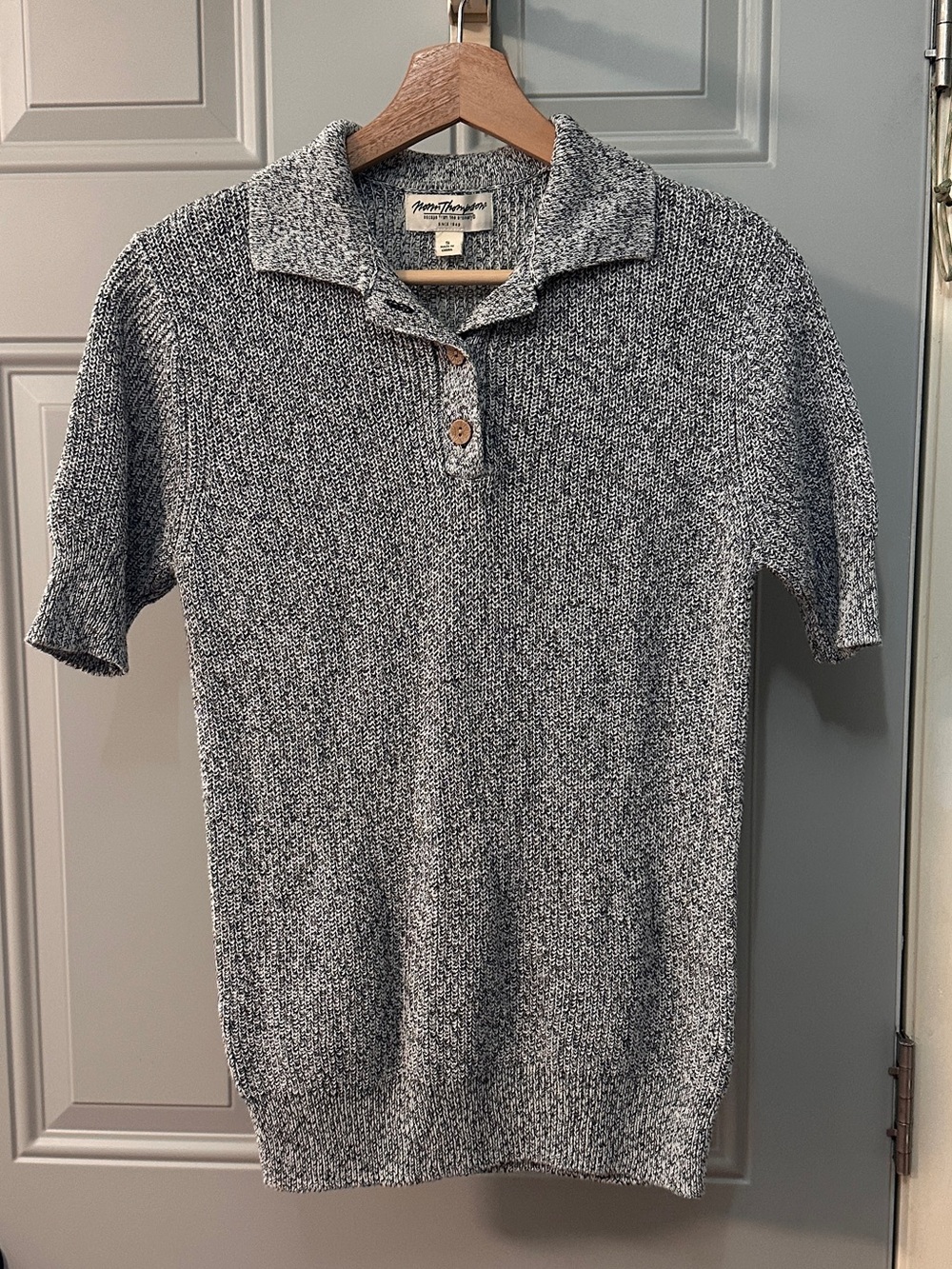 Norm Thompson Black & White Marled Knit Polo